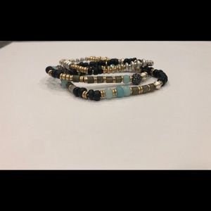Stella Dot stretch mixed stone / metal bracelet